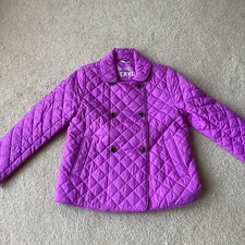CREWCUTS EVERYDAY GIRLS JACKET, 10, BUTTON FRONT, COLLAR, QUILTED LOOK, BERRY