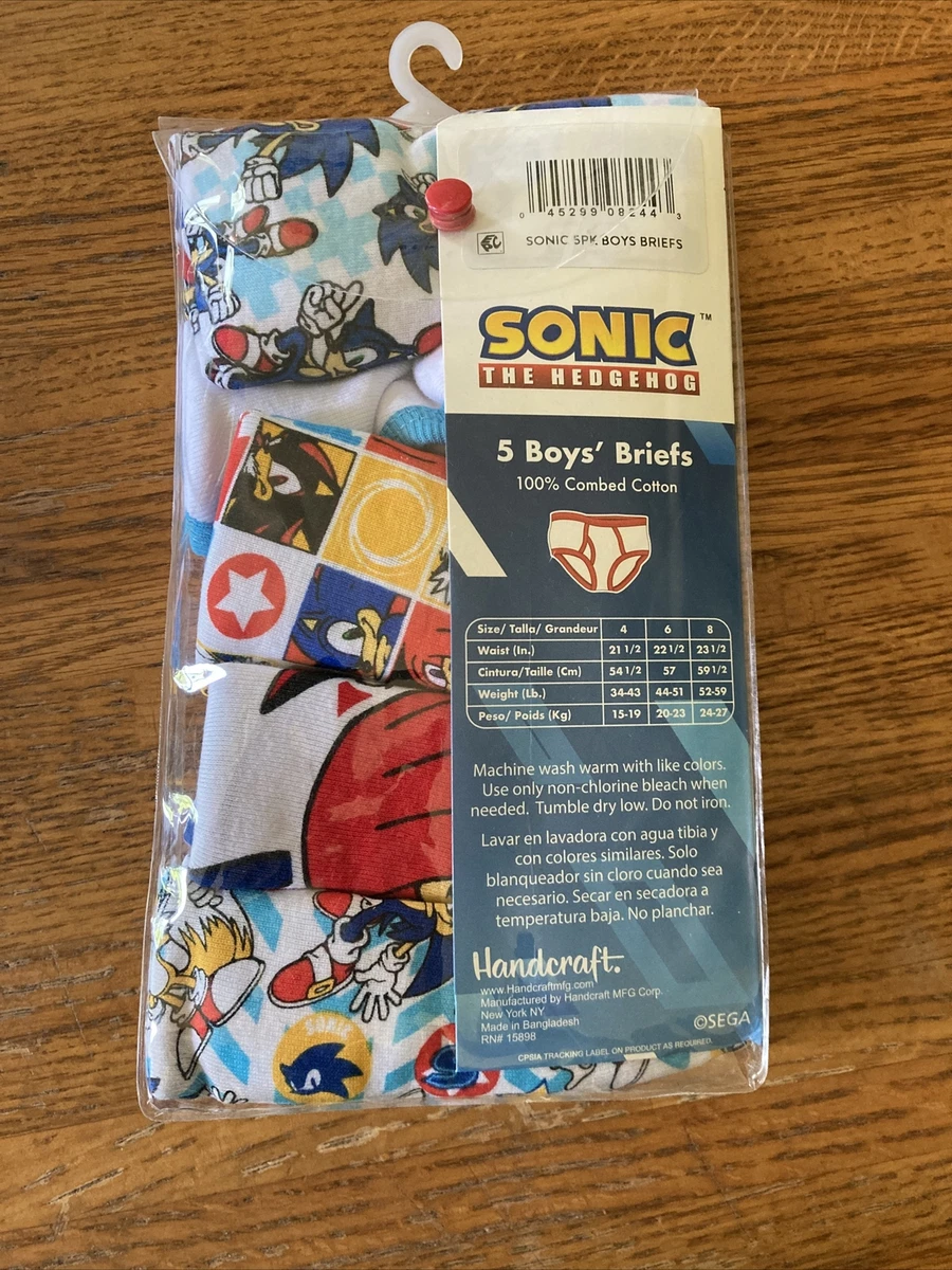 Sonic the Hedgehog Boys 5 Pack Briefs (size 4) new underwear