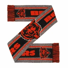 Chicago Bears Gray Scarf Knit Winter Neck - Double Sided Big Team Logo Grey