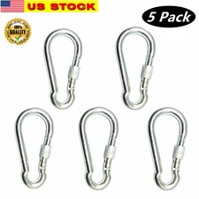 5 Pcs 4.5" Big Heavy Duty 750LBS Galvanized Steel Hook Carabiner Screw Keychain
