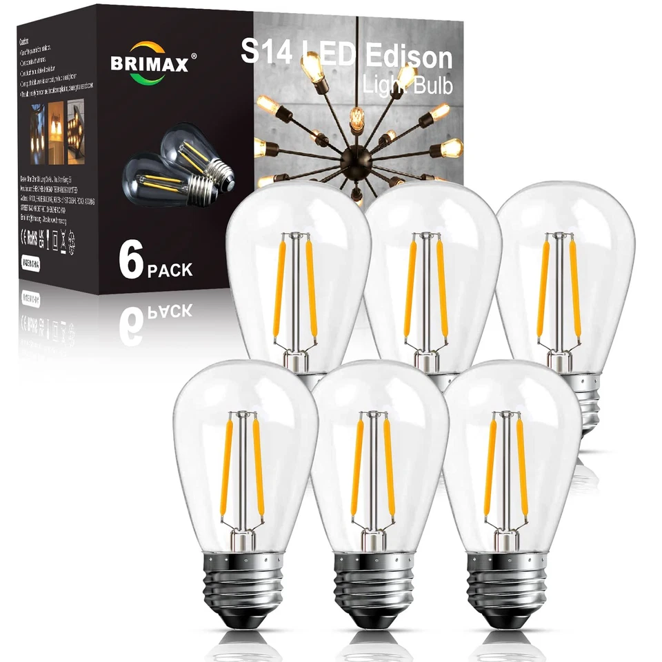 2W LED Bulb S14 E26 Replacement Shatterproof Edison Light Bulbs 20W Equivalent - Image 4 of 4