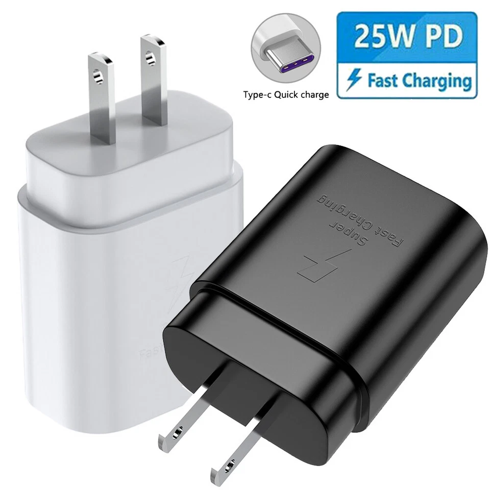 25w Type USB-C Fast Wall Charger+6FT Cable For Samsung Galaxy S20 S21 5G lot US - Image 2 of 4