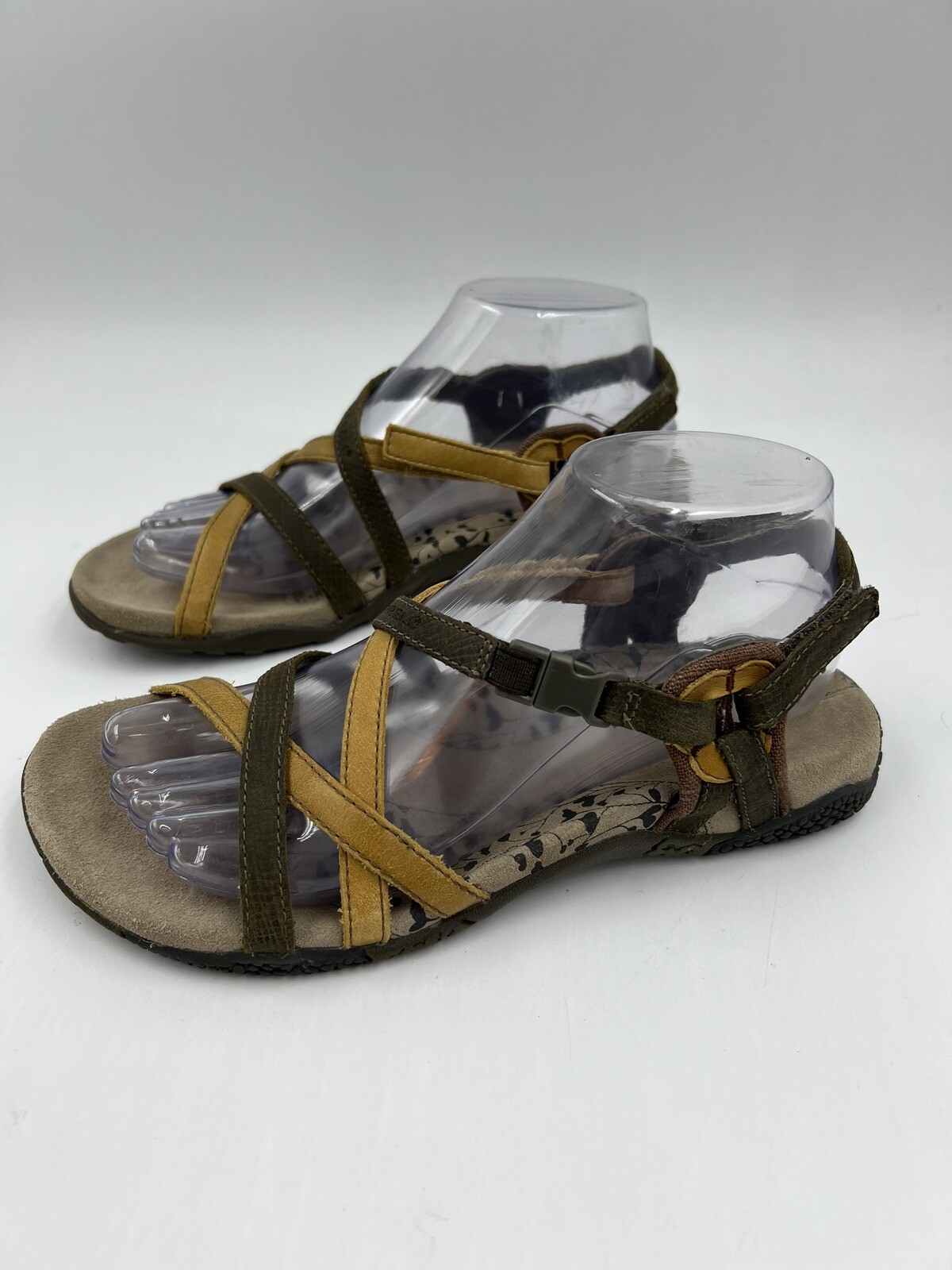 Sandali Merrell San Remo Slingback Donna 7 Oliva Marrone Pelle Cinturino Utilità