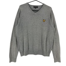 LYLE  SCOTT V-Neck Sweater Gray Men's Size L