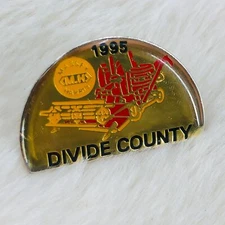1995 Divide County ND Massey Harris Combine Tractor Enamel Lapel Pin