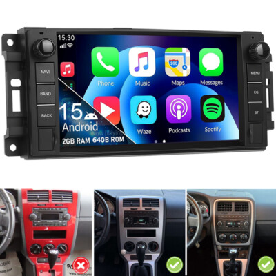 2+64GB Android 15 Autoradio GPS 7'' Für Chrysler Dodge RAM Jeep Grand Wrangler JK
