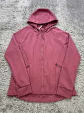 Fabletics Jacket Womens Large Sammy Dark Rouge Hooded Salmon Pink Full Zip Gym