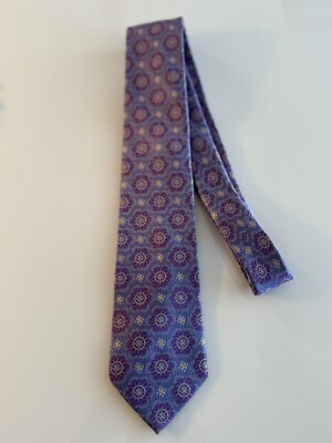 Tom James Silk Tie. Purple Floral 59  x 3.25 