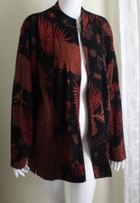 Cj Banks Sz 2x Black Red Orange Tropical Slinky Art-to-wear Knit Jacket
