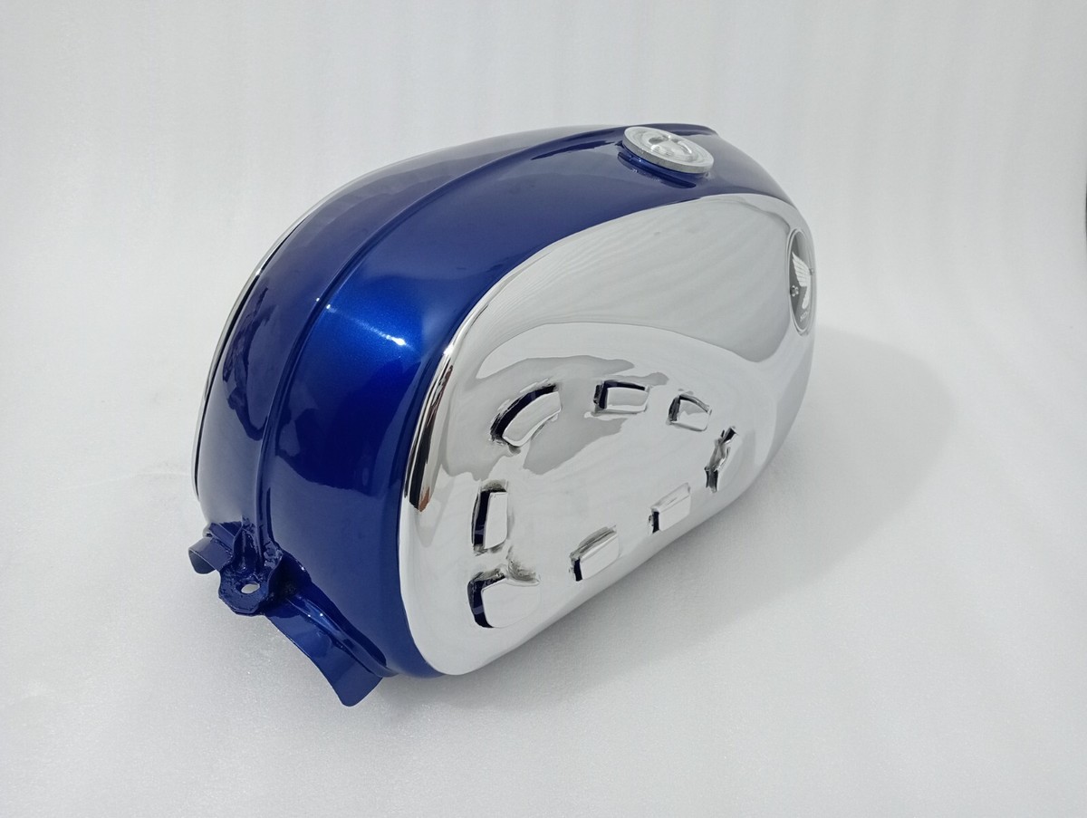Honda CB77 305 SUPERHAWK 61-68 STEEL BLUE FUEL TANK +CHROME SIDE