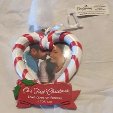 HALLMARK  DaySpring Heart Photo Ornament    OUR FIRST CHRISTMAS  New, No Box