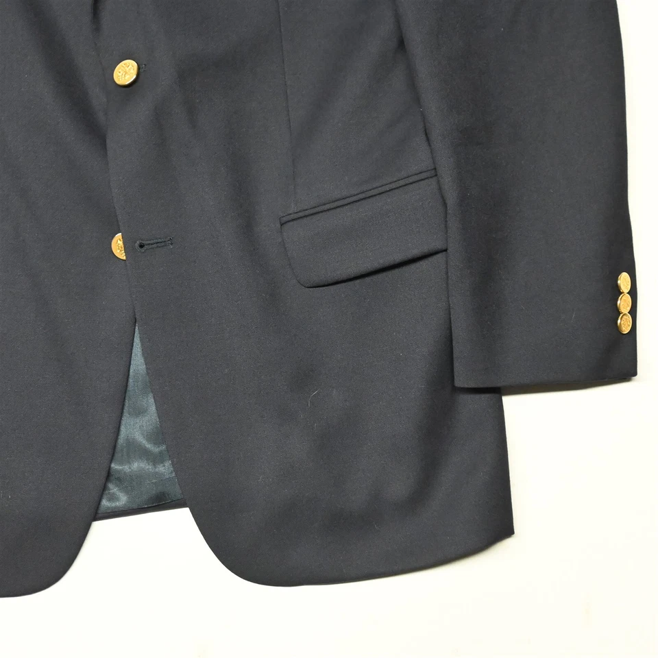 Blazer Traje Chaqueta Abrigo Deportivo Botany 500 41L 42L Azul Marino Dorado Botón 100% Lana Foto 3 de 4