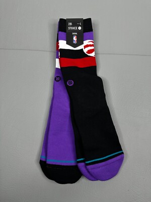 Stance Toronto Raptors Crew Socks 2-Pack Mens Large Purple