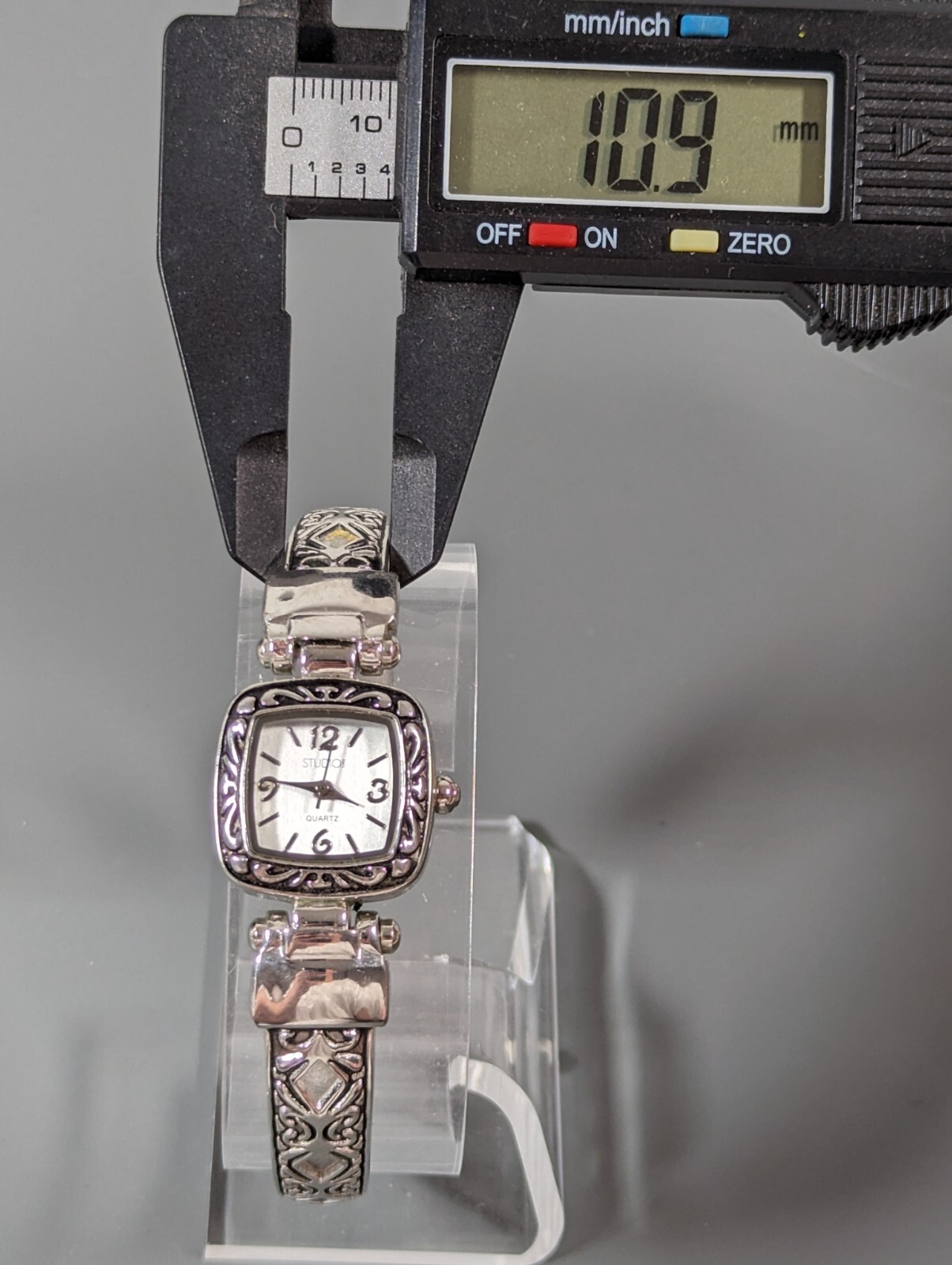 Studio Silver Tone Dial Square Case Hinge Bracele… - image 4