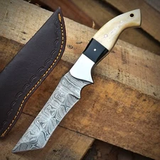 Aj Sanity Handmade Damascus Fixed Tanto Blade knife Tom Brown Tracker Full Tang