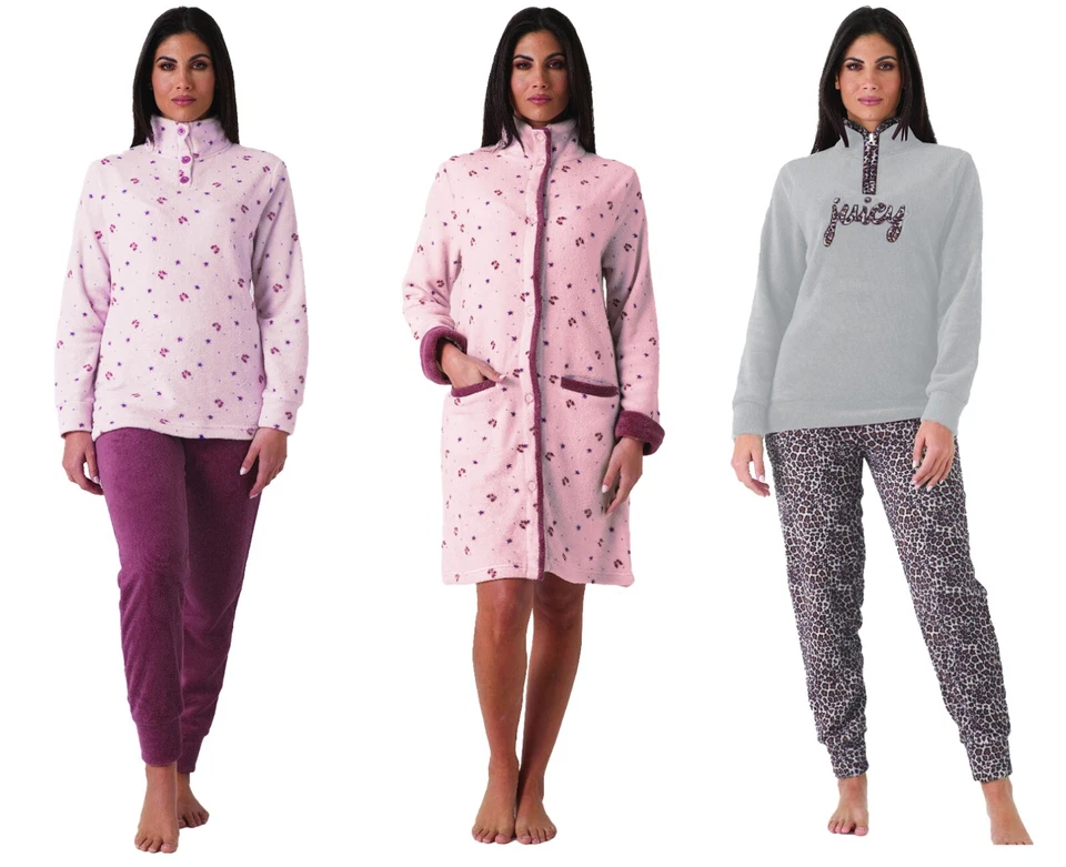 Pigiama DONNA invernale CORAL fleece KAREL taglie forti CONFORMATO 8 colori