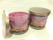 2 MAHOGANY TEAKWOOD candle BATH BODY WORK 14.5 OZ