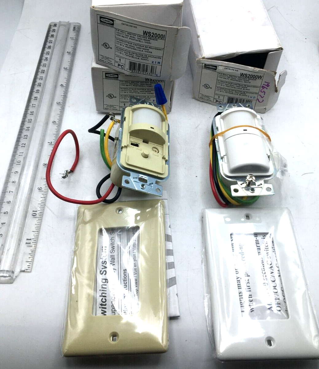 Hubbell Lot of 3 Wall Switch VAC/OCC Sensor WS2000W, WS2000I NIB