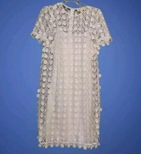 Michael Kors Lace Dress Size 10 3-D Applique Off White Mesh with Liner NWOT