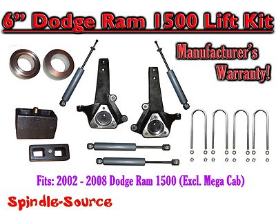 6'' Front 4'' Rear Spindle Coil Block Lift + SHOCKS FOR 02 - 08 Dodge Ram 1500 2WD