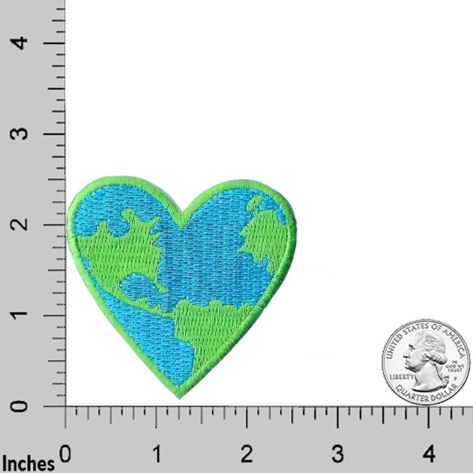 Blue-Green Earth Heart Ecology (3-Pack) Iron On Patch - Image 4 of 4