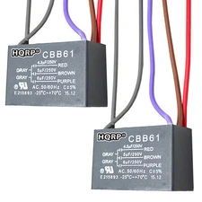 2-Pack HQRP 250VAC Ceiling Fan Motor Capacitor 4.5uf+5uf+6uf 5-Wire / # CBB61