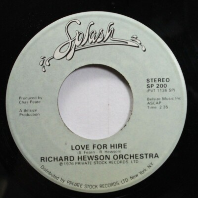 Soul 45 Richard Hewson Orchestra - Love For Hire / Islands On Splash