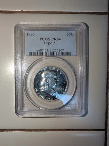 1956 Type 2, 50C Franklin Half Dollar PCGS PR64 (84637)