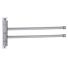2-Arm Swivel Towel Bar Bathroom Towel Holder Wall-Mounted Swing Out Towel Rac...