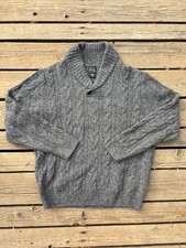 Jos A. Bank Executive Collection Mens gray Knit Wool Blend Shawl Collar Sweater