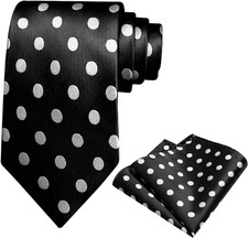 Mens ties, Polka Dot Ties for Men Neckties and Pocket Square Set for Wedding Bus