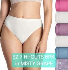 SZ 7 Fruit of the Loom SIGNATURE HI-CUTS 6PK 60 Cot/40 Poly in Misty Grape Gift