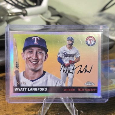Wyatt Langford /75 Rose Gold 2025 Topps Chrome Platinum #142 Texas Rangers