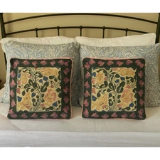 Vintage Decor France 2 Floral Rabbit Unicorn Embroidered Tapestry Pillow Shams