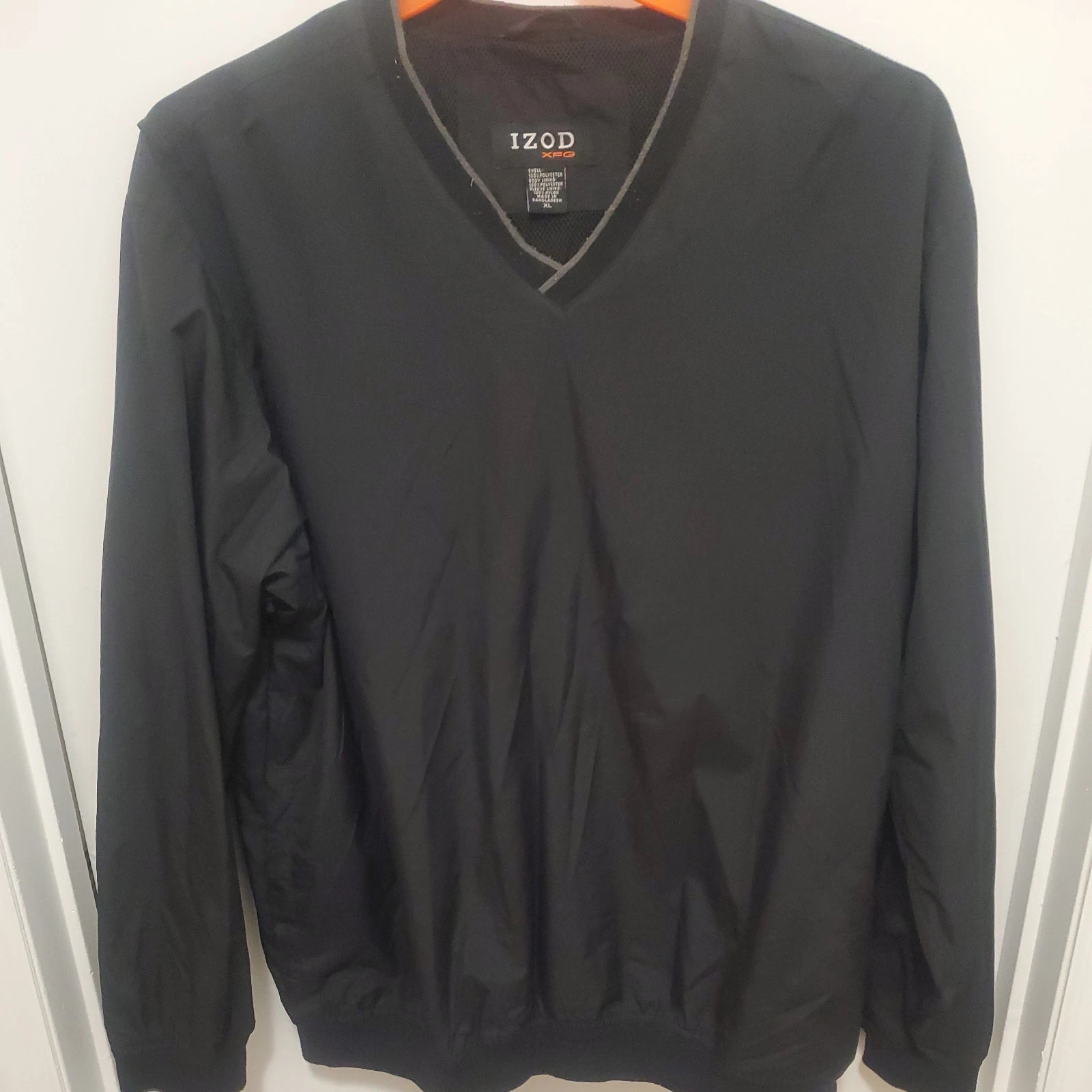 Izod XFG XL Black Jacket Golf Performance Lined Pullover Windbreaker