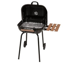 Americana The Swinger Portable Charcoal BBQ Grill w/ One Side Table, Black