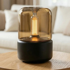 Black Glass Oil Diffuser for Aromatherapy, Indoor Tabletop Mist Humidifier