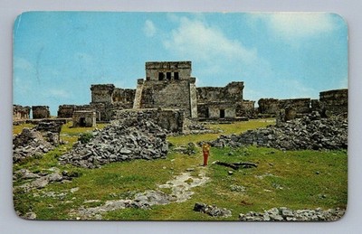 Vintage Mexico Postcard TULUM The Principal Pyramid Mayan Ruins 1970s