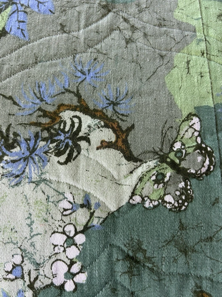 Colcha De Colección Años 60 70 Inspirada en la Naturaleza Pájaro Insecto Mariposa Colcha King MCM Foto 4 de 4