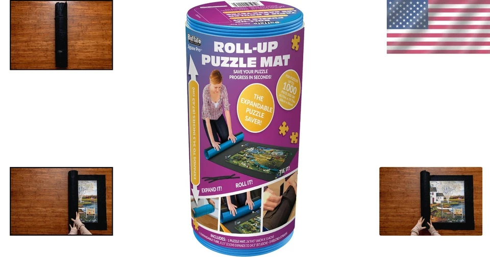 Innovadora alfombrilla para ahorrar rompecabezas - Diseño portátil para hasta 1500 piezas de fieltro negro Foto 2 de 4