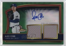2011 Topps Finest Green Refractor Rookie Dual Relics 139/149 Alex Cobb Auto 0s2