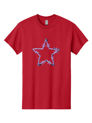 Barbed-Wire-Star Mens Graphic Tee, 100% Cotton, Casual Summer Wear