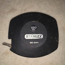 Vintage Stanley Black Measuring Tape 100 ft 34-500 Made In USA Great Shape