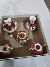 Occupied Japan Miniature Porcelain Tea Set Lot of 5 Hand Painted Gold- 1 Damaged