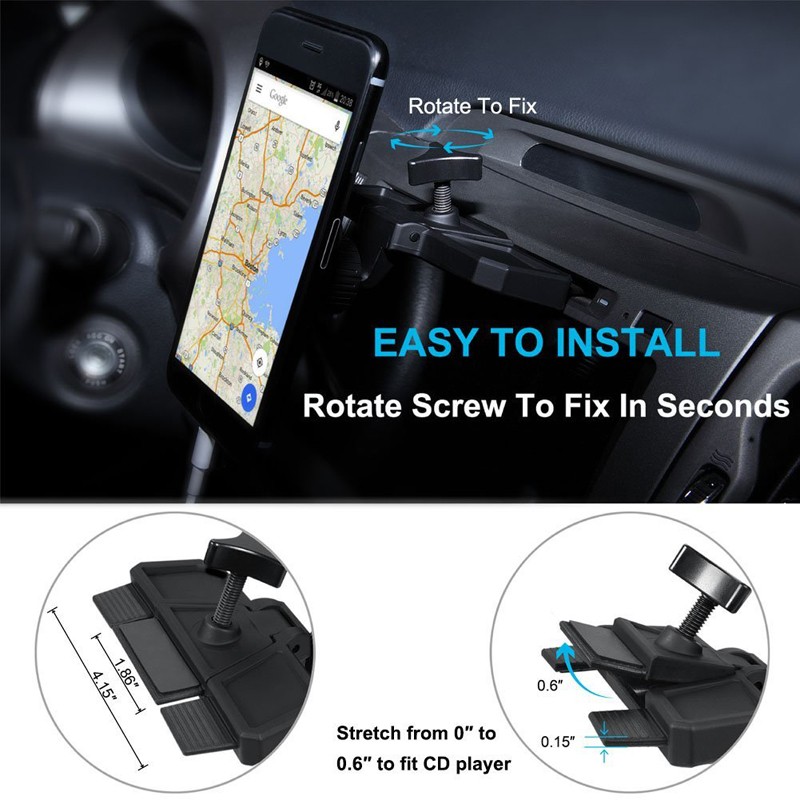 For Phone 16/17/Pro/Max/Air - Car Mount CD Slot Holder Cradle Swivel Dock
