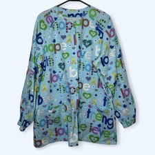 Bio Childhood Cancer Scrub Top in Light Blue Size Large NWT Love Hope Strength
