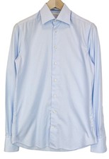 SUITSUPPLY Men's Formal Shirt 37/14 1/2 Slim Blue Pure Cotton Long Sleeve Button