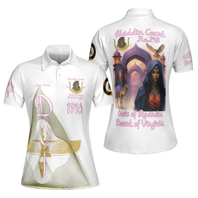 Custom Court Name DOI Daughters Of Isis Purple Lady Shriners Women 3D Polo Shirt