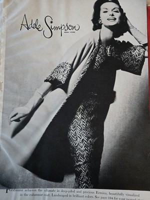 1959 Women's Adele Simpson Dress Matching Coat Vintage Fashion Ad