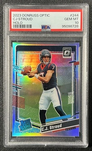 C.J. STROUD PSA 10 2023 PANINI DONRUSS OPTIC #244 HOLO PRIZM RC RATED ROOKIE 728